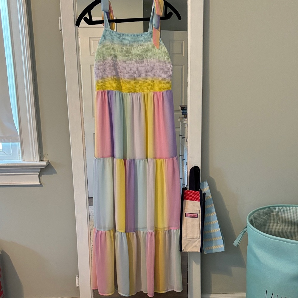 She + Sky Pastel Striped Maxi Dress